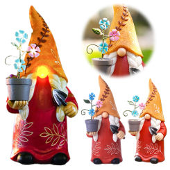 Garden Gnome Statues with Solar LED Light Funny Gnome Sculpture Outdoor Dwarf Statue Lawn Light Gifts for Housewarming Festival
