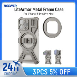 NEEWER LiteArmor Metal Case for iPhone 15 Pro/Pro Max Video Rig Phone Stabilizer with 67mm Filter Adapter For MagSafe Charger