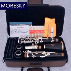 MORESKY Professional Ebony Clarinet bB 18 Key Silver Plated Copper Solid Wood Sib Klarnet M112