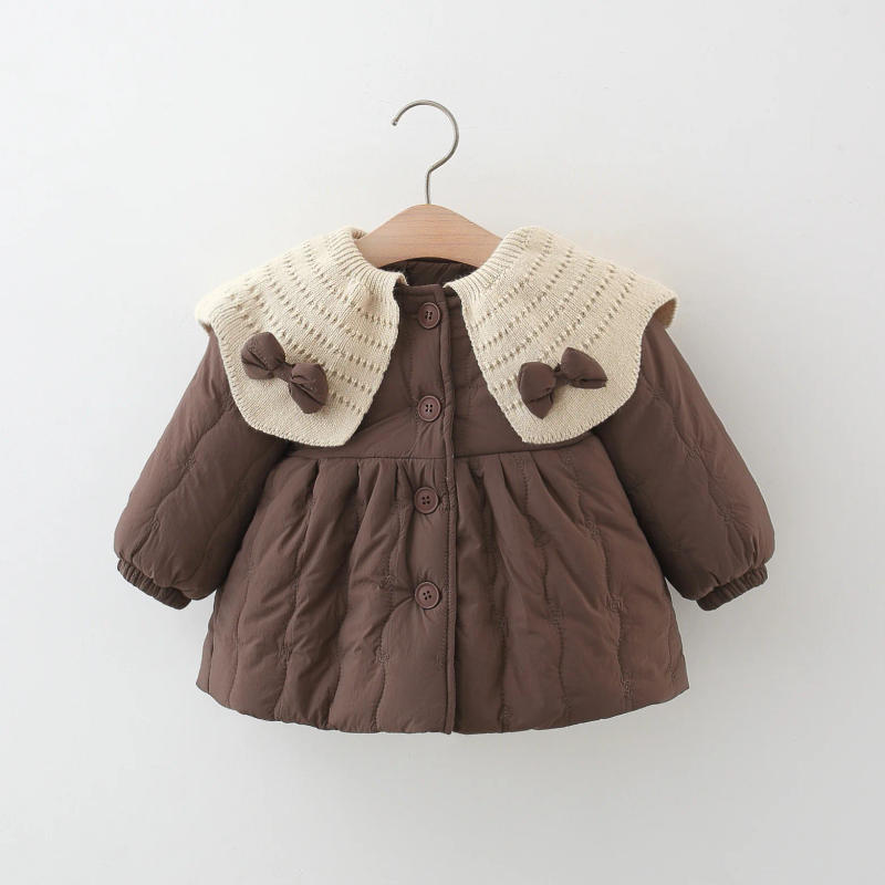Description Picture 4 of itemWinter New Cotton-padded Coat Lapel Bow Solid Color Button Coat Warm Girl Cotton-padded Coat Winter Thick Coat