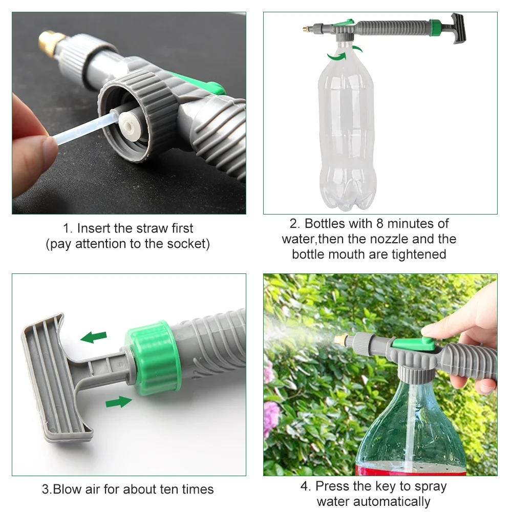 Description Picture 2 of itemAdjustable Pull Out Type Beverage Bottle Spray Manual Watering Nozzle Watering Can Pressure Atomizing Nozzle Gardening Tools