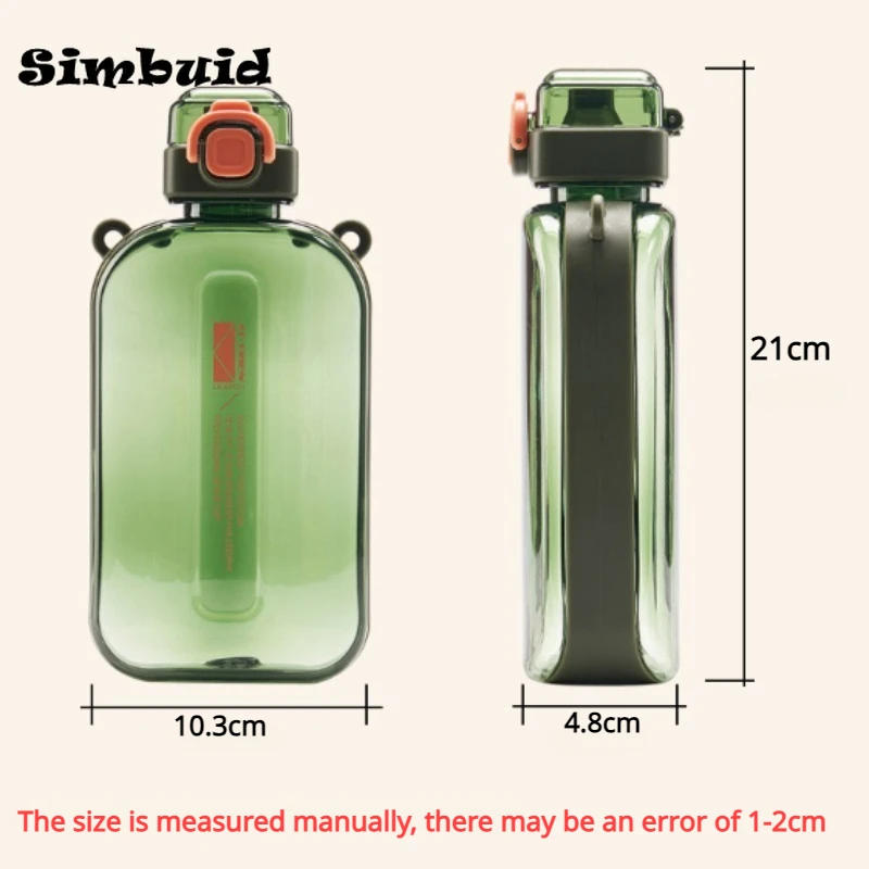 Description Picture 3 of itemFlat Square Transparent Water Bottle Portable Travel Drinkware with Adjustable Strap Slim Bottle for Outdoor Sport Camping