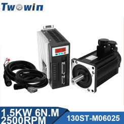 130ST-M06025 1.5KW AC Servo Motor 1500W 2500RPM 6N.M AC Drive Permanent Magnet Matched Driver Encoder Cable