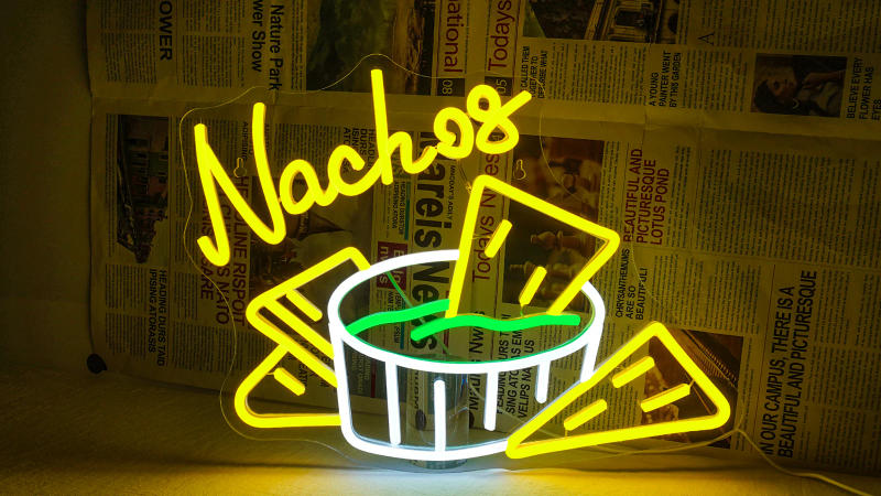 Description Picture 6 of itemNachos Neon Led Sign Cheesy Delight LED Light Dimmable USB Powered Wall Lights Bar Home Party Food Business Shop Room Decoration