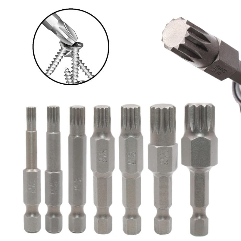 Description Picture 6 of item1pc 50mm 12 Point Torx Screwdriver Bit 1/4'' Hex Shank Security Torx Bits Drill Magnetic Electric Screwdriver Bit M5 M6 M7 M8