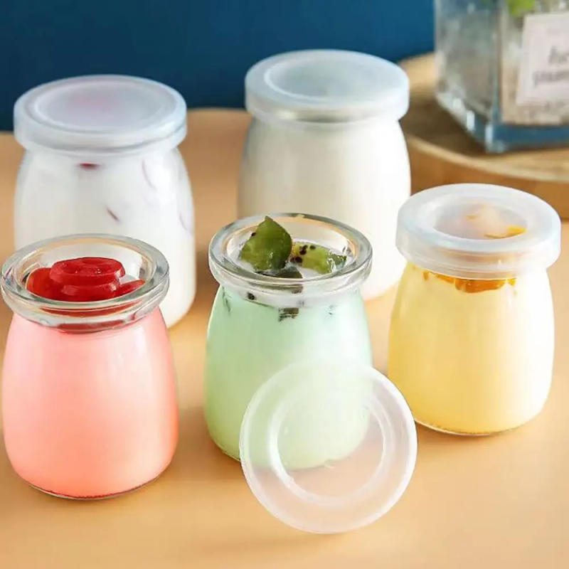 Description Picture 2 of item1Pcs Storage Cups Pudding Jars Wishing Bottle 100ML 150ML 200ML Glass Bottle High Temperature Resistant with Lid