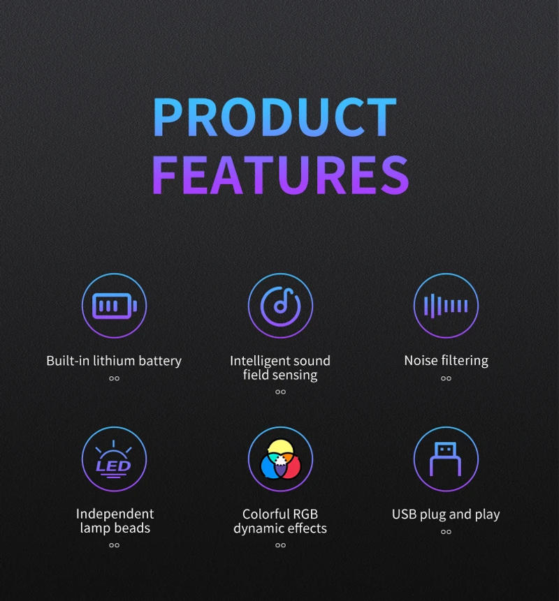 Description Picture 3 of itemLED RGB USB pickup light bar sound control music rhythm strip lamp color ambient for car atmosphere computer gaming rechargeable