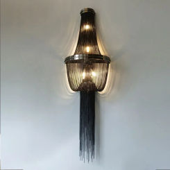 Long Aluminum Chain Sconce For Aisle LOFT Mirror Bedroom TV Wall Lamp LED Lighting Gold Silver Italian Vanity Decoration