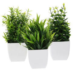 3pcs Fake Plant Pot Plastic Flowers Bonsai Simulated Potted Plant Artificial Plant Indoor Faux for Home Garden Party Hotel Decor