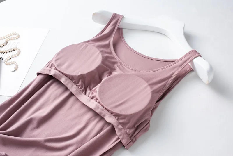 Description Picture 6 of itemWomen's One-Piece Sleeveless Slim Tank Top With Chest Pad Solid Color Soft Smooth Shockproof Casual Sport Vest With Built K15