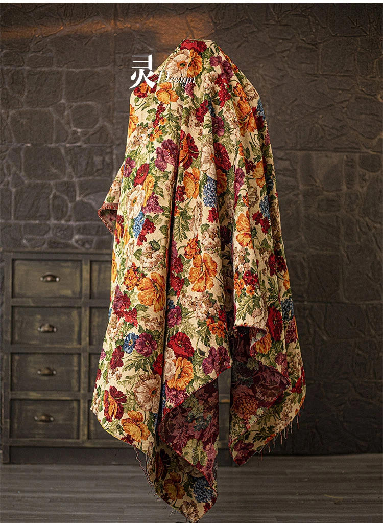 Description Picture 3 of itemOil Painting Style Jacquard Fabric for Clothing Dress Bag Background Decoration Tablecloth Designer Diy Sewing Material Cloth