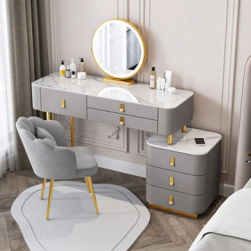 White Luxury Dressing Table Mirror Vanity Wood Lacquer Dressing Table Organizers Storage Penteadeira De Maquiagem Home Furniture