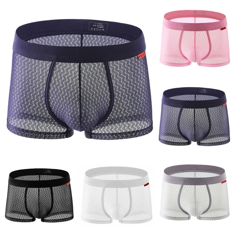 Description Picture 2 of itemMen's Sexy Mesh Middle Waist Underwear Ultra-Thin Sissy Pouch Briefs Homme Solid See Through Underpants Breathable Panties