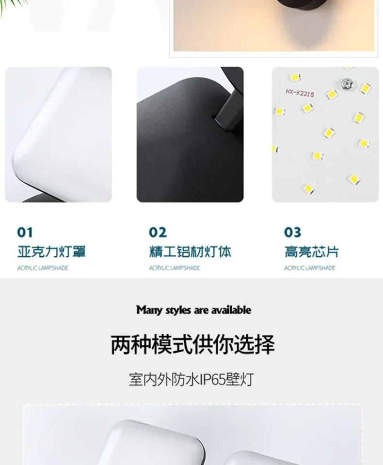 Description Picture 3 of itemLED Simple and Bright Human Body Induction Wall Lamp Outdoor Waterproof Exterior Wall Lamp Villa Garden Balcony Terrace Lamp