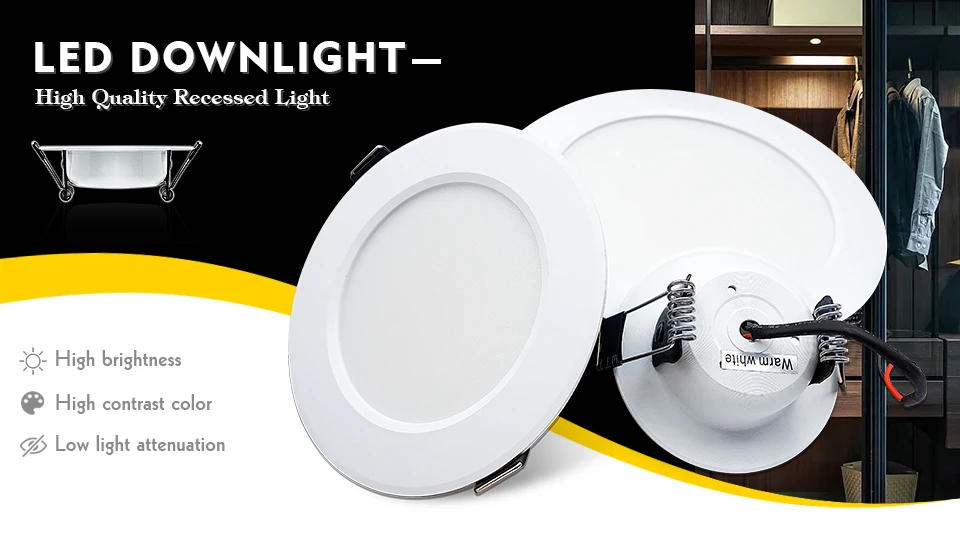 Description Picture 2 of itemLED Downlight 3W 5W 7W 9W 12W 15W Ceiling Lamp AC 220V Recessed Led Down Light Round Panel Light Spotlight Indoor Lighting