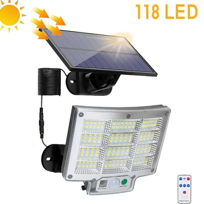 Description Picture 4 of item1PC 192 LED Split Solar Light Outdoor Waterproof with Motion Sensor Floodlight Remote Control 3 Modes for Patio Garage Backyard