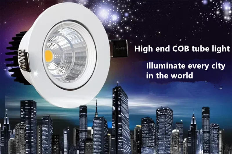 Description Picture 2 of itemCRI90 Dimmable Embedded LED Downlights Angle Adjustable AC90-260V 5W/7W9W12W/15W18W20W Aluminum COB Spotlights Ceiling lamp