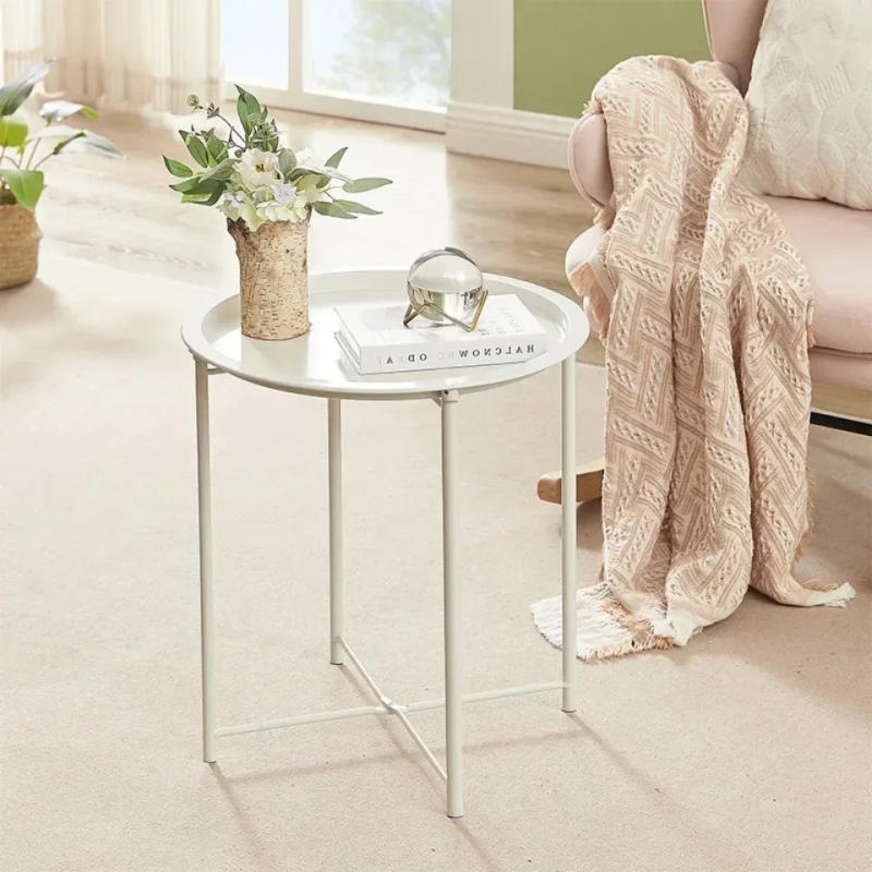 Description Picture 5 of itemRound Side End Table Living Room Store Items Tray Modern Simplicity Nordic Style Thin Leg Smooth Iron Art Folding Sofa End Table