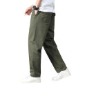 Zipper Closure Pants Men Solid Color Pants Men's Straight Fit Casual Pants with Multiple Pockets Mid Waist Breathable for Summer