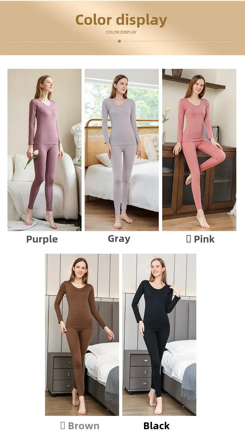Description Picture 2 of itemWarm Thermal Underwear Sexy Ladies Intimates Long Johns Women Shaped Sets Female Middle Collar Thermal Shaping Clothes