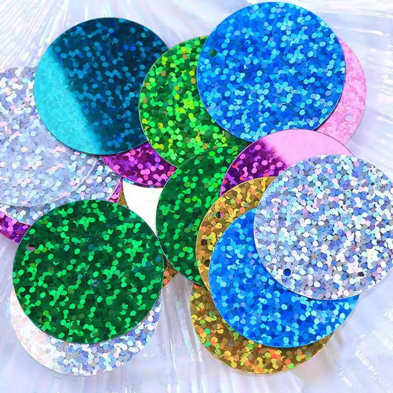 Description Picture 2 of itemLarge Sequins 40mm 50mm Big Sequin Laser Pailetters Lentejuelas Sequence Material for Sewing Craft DIY Accessories for Garment