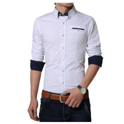 Korean Fashion Men Shirts Business Long Sleeve Turn-down Collar Casual Man Shirt Slim Fit Men Clothing Plus Size 5XL