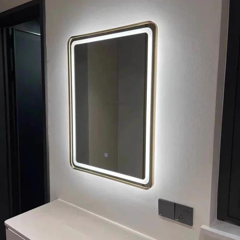 Description Picture 4 of itemNordic Wall Mounted Mirrors for Bathroom Light Luxury Smart Bathroom Mirrors Modern Aluminum Alloy Frame Wash Basin Bath Mirrors