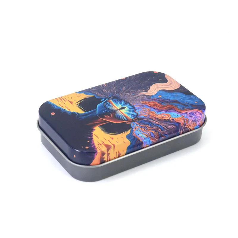 Description Picture 4 of item1 Pc Storage Cigarette Case Smoking Accessories Tinplate Box Tobacco Rectangle Container Jewelry Candy Coin Key Organizer