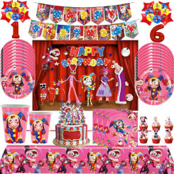 The Amazing Digital Circus Birthday Party Decoration Disposable Tableware Balloons Tablecloth Cake Toppers for Kids Baby Shower