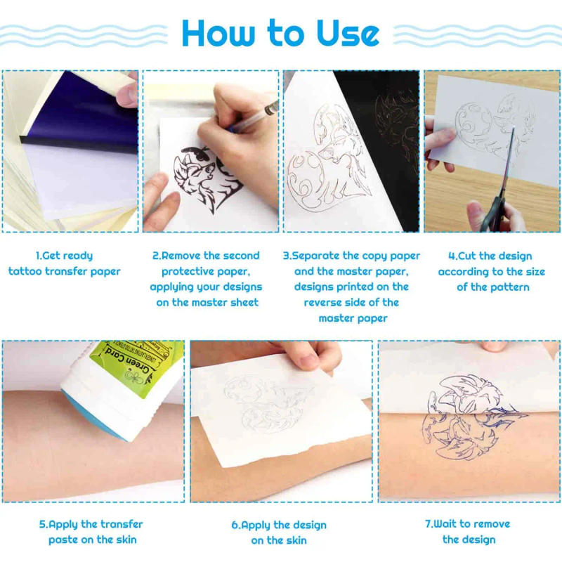 Description Picture 5 of itemTattoo A4 Transfer Paper 100 Sheets Tattoo Transfer Paper Stencil Carbon Copier Spirit Stencil Carbon 4 Layers Thermal Paper