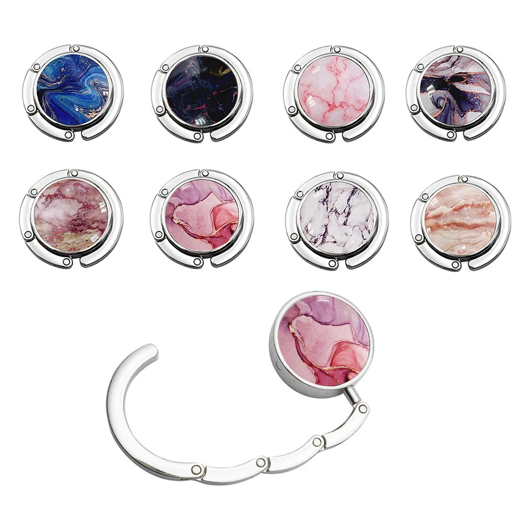 Description Picture 2 of itemMarble Print Folding Bag Hook Purse Handbag Hanger Women's Bag Storage Holder Portable Table Edge Use Racks Party Festival Gift