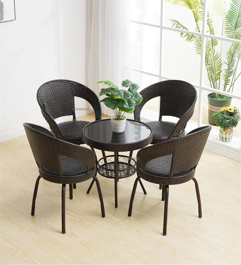 Description Picture 5 of itemOutdoor Garden Lounge Table Chair for Balcony Country House Household Coffee Table Waterproof Sunscreen Rattan Furniture Sets