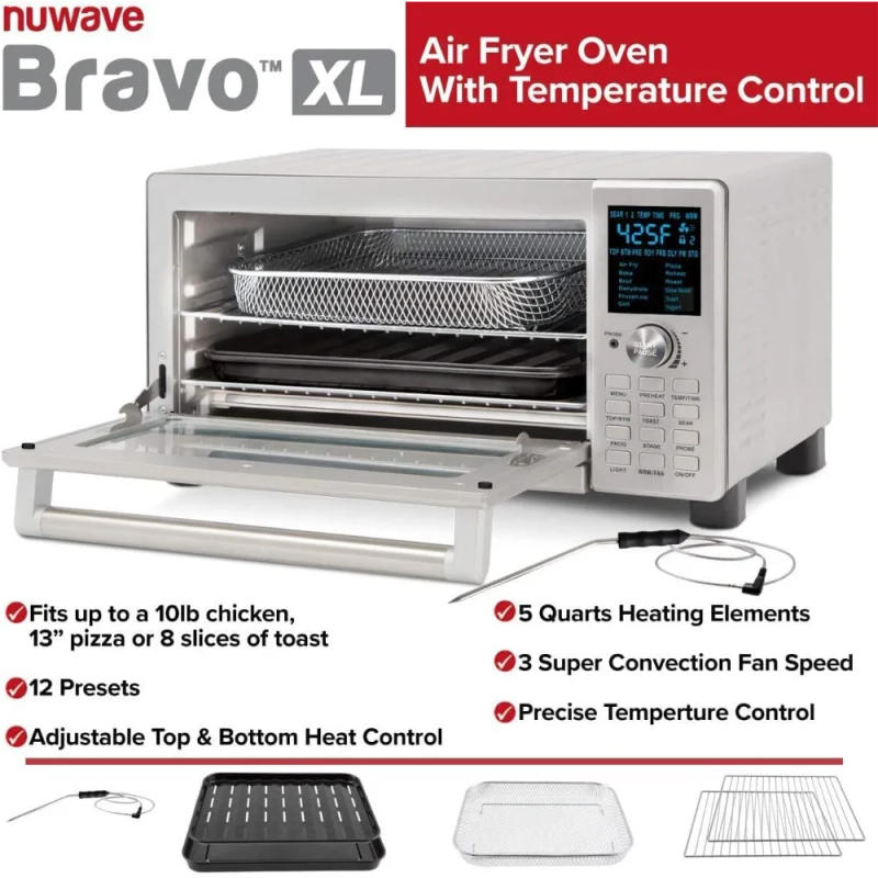 Description Picture 3 of itemBravo Convection Toaster Ovens Air Fryer Combo with 30QT Large Capacity For A Whole Chicken and 13" Pizza. Multi-Layer Cooking