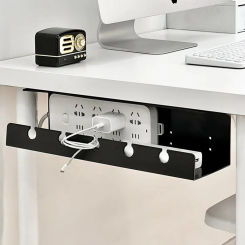 Under Desk Storage Racks No Drill Cable Management Tray Desk Home Office Cable Wire Organizers Power Strip Cord Storage Shelfs