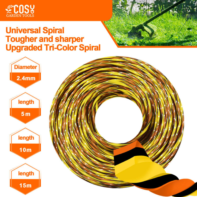 Description Picture 2 of itemCOSY Tricolor Square Twist 15m/10m/5m*2.4mm Grass Trimmer Line Nylon Grass Brush Cutter Rope Lawn Mower Blade Head Accessory