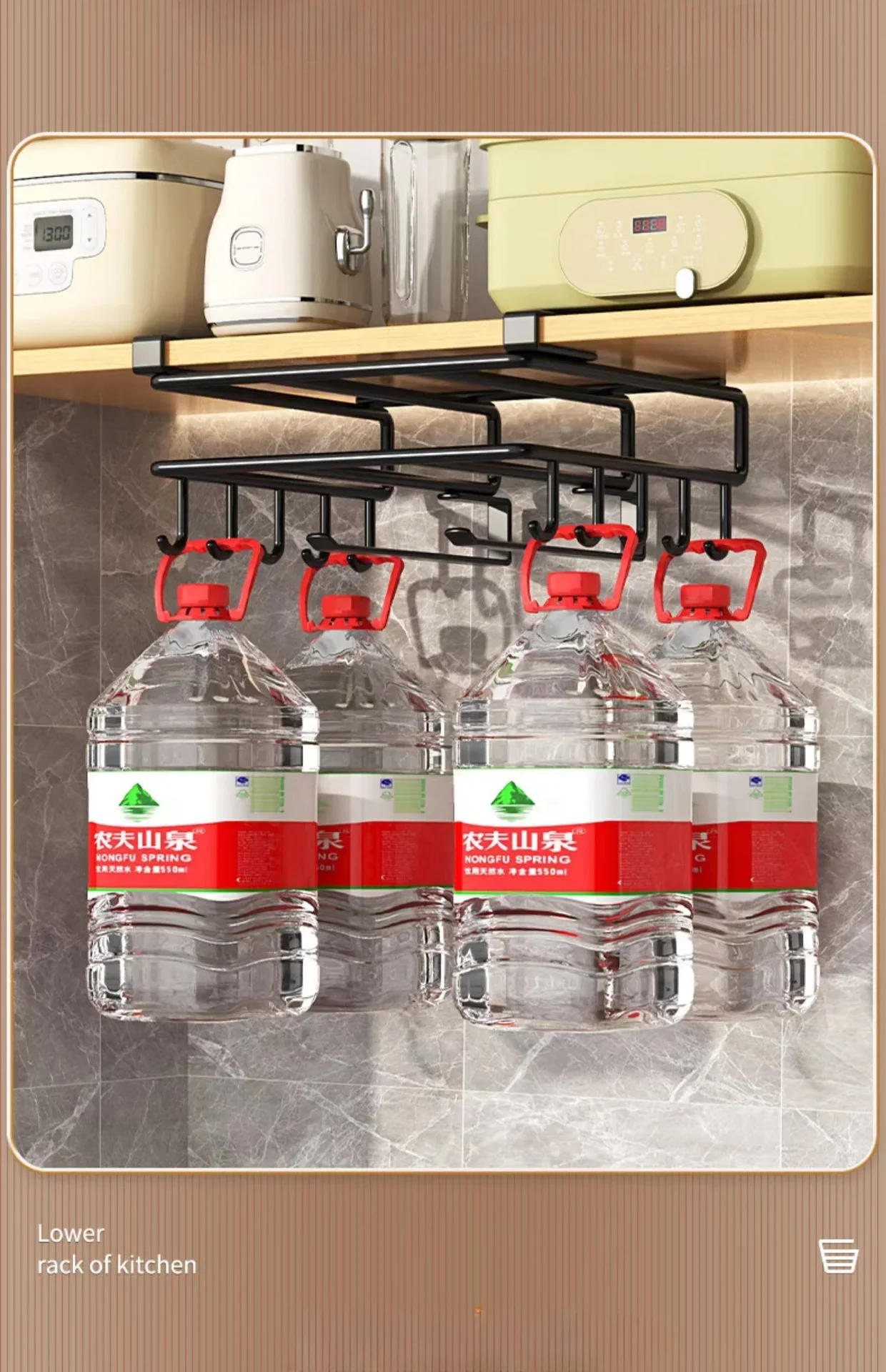 Description Picture 4 of itemKitchen Under Cabinet Basket Storage Shelf Cutting Board Rack Kitchen Closet Rack Under Desk Cabinet Office Bathroom Organizers