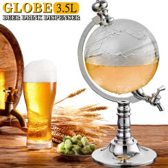 3.5L Globe Decanter Drink Dispenser, Beer Tower Alcohol Drinks Wine Gun Gas Stations, Home Bar Whiskey Liquor Dispenser Decanter