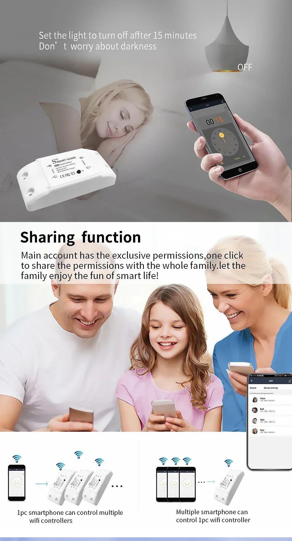 Description Picture 6 of itemTuya WiFi Smart Switch APP Wireless Controller Universal Breaker Timer Smart Life Work with LED Light Switch Alexa Accessories