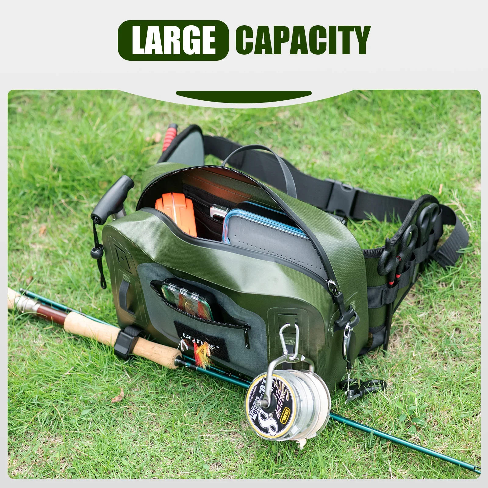Description Picture 6 of itemGoture Fly Fishing Bag Fanny Tackle Storage Bag Cross Body Sling Versatile Waterproof Dry Bag for Canoeing Surfing Kayking
