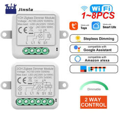 1~8PCS Tuya Smart Dimmer Switch Light Led Automation Modules Wireless App/Voice/Timer Control Two Way Control Alexa