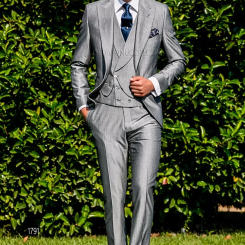 Italian Sliver Grey Prom Men Suit Formal Wedding Suits For Men 3 Piece Custom Slim Fit Groom Tuxedo Blazers Sets Costume Homme