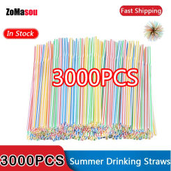 50-3000PCS Multicolor Drinking Straws Party Milk Tea Bar Wedding Kitchen Beverage Straw Home Wholesale Juice Straw
