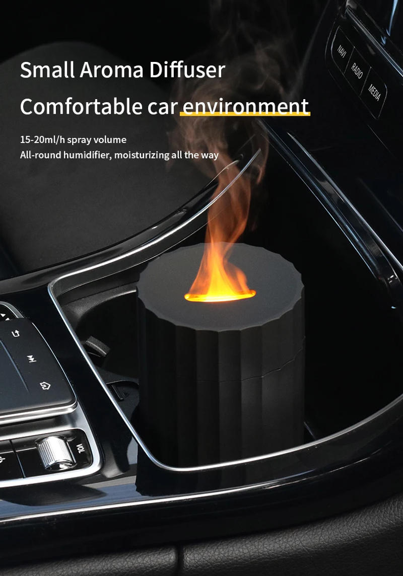 Description Picture 6 of itemCar Diffuser Flame Humidifier Essential Oil Aroma Aromatherapy Diffuser Auto Air Purifier Air Freshener With LED Light
