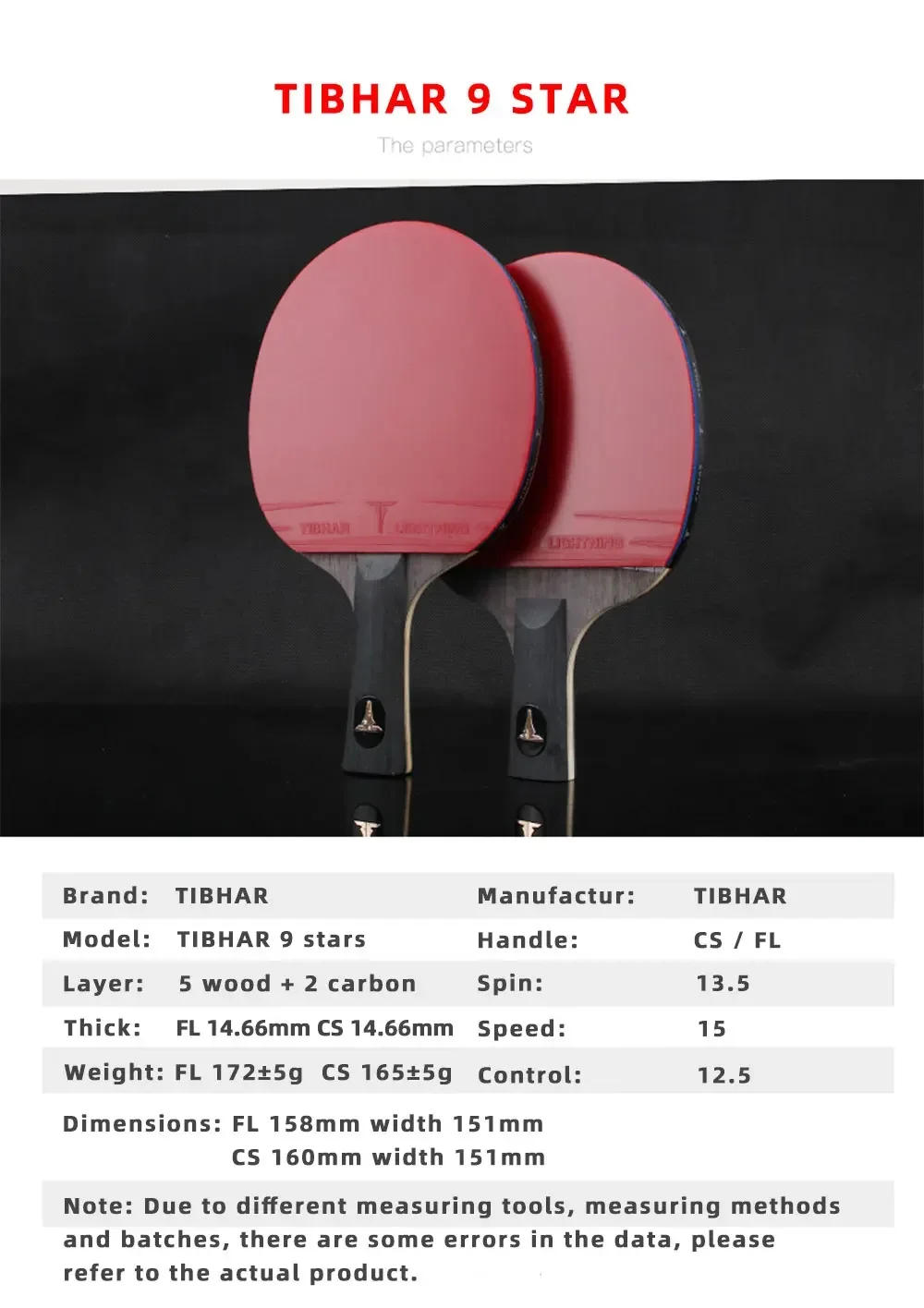 Description Picture 3 of itemTIBHAR 9 Star Table Tennis Racket Superior Sticky Rubber Carbon Blade Ping Pong Rackets Professional Pimples-in Sticky Original