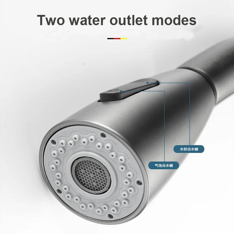 Description Picture 5 of itemBlack stainless steel kitchen faucet single hole pull out spout sink mixer faucet flow spray head 360 swivel cleaning faucet