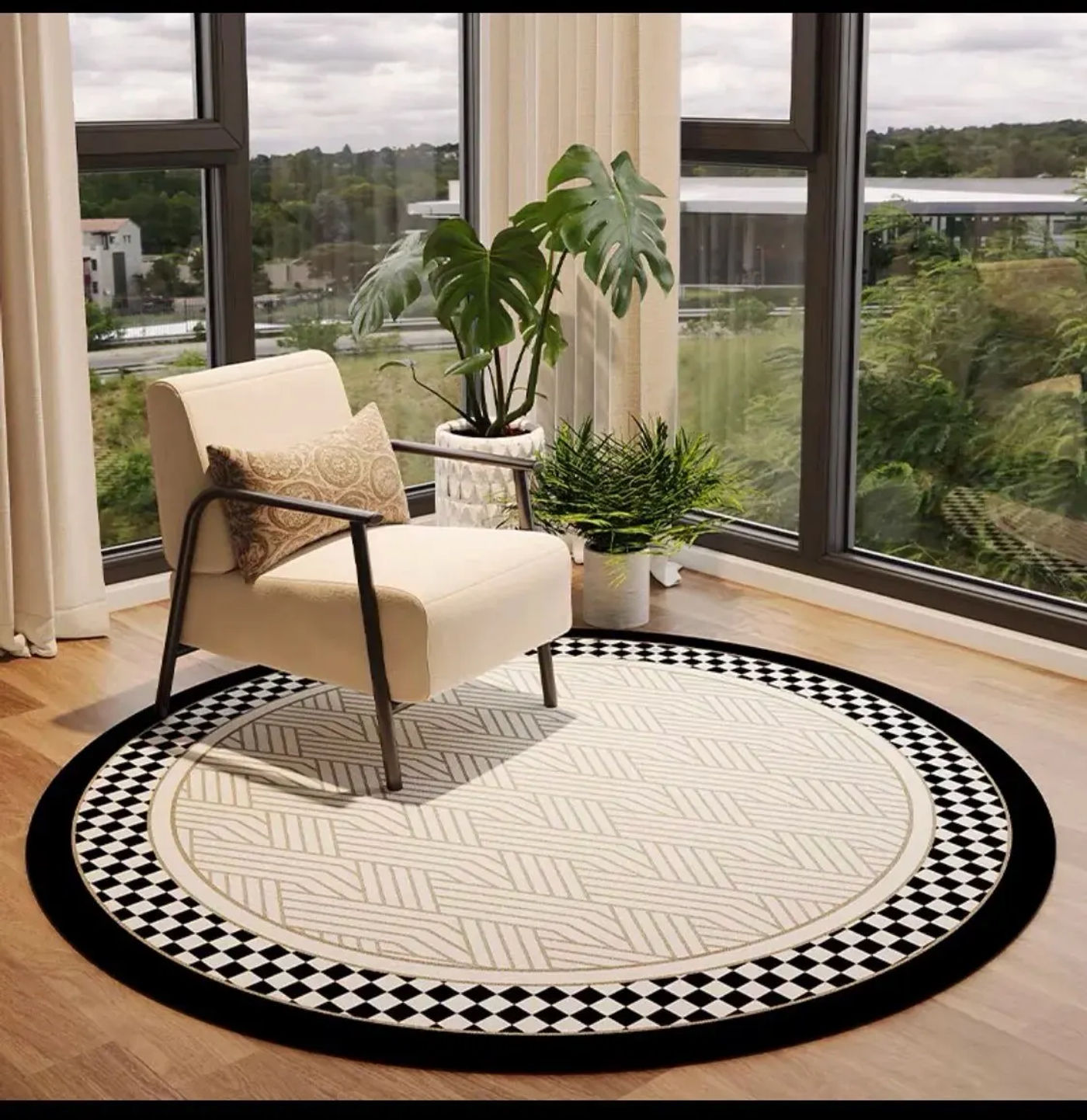 Description Picture 5 of itemVIKAMA French Light Luxury Round Crystal Velvet Carpet Living Room Ssofa Bedroom Tea Table Blanket Study Rocking Chair Floor Mat