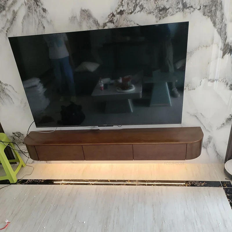 Description Picture 4 of itemModern Solid Wood Suspended TV Cabinet Household Small Apartment Living Room TV Stands Furniture Simple Hanging Storage Cabinet