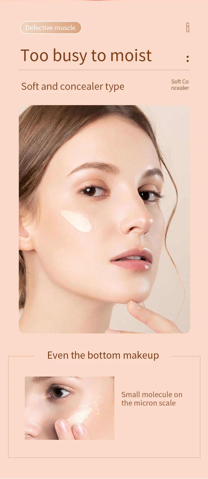 Description Picture 5 of item40ML Professional Foundation Cream Full Concealer Makeup Cosmetics Waterproof Lasting Base Brighten Whitening Cover Dark Circles