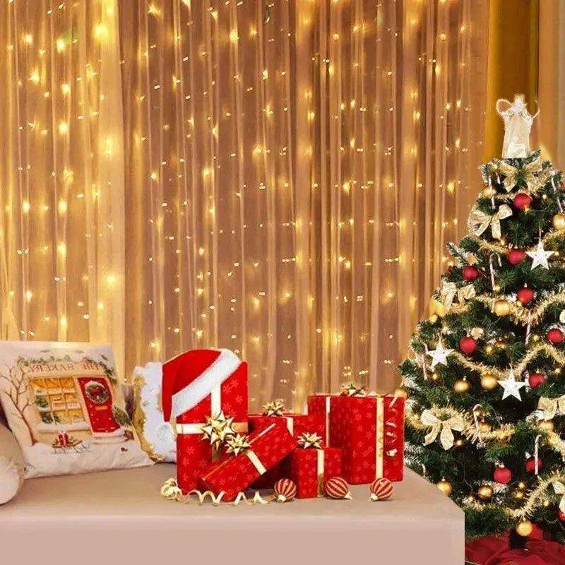 Description Picture 5 of item8 Modes LED Curtain String Fairy Lights New Year Holiday Garland Lamp for Christmas Decoration Party Wedding Navidad Decoración