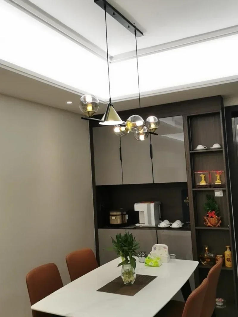 Description Picture 5 of itemModern Nordic LED Chandelier Glass Ball Metal E27 Restaurant Kitchen and Bar Ceiling Chandelier Home Decoration Lamps Aesthetic